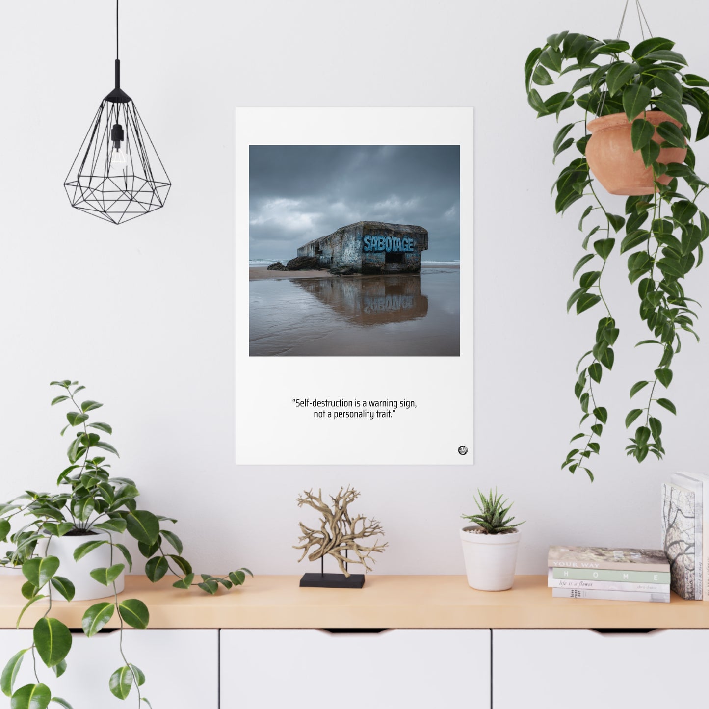 Matte Poster — 'Self-Destruction Is a Warning Sign' Coastal Bunker Photo Print