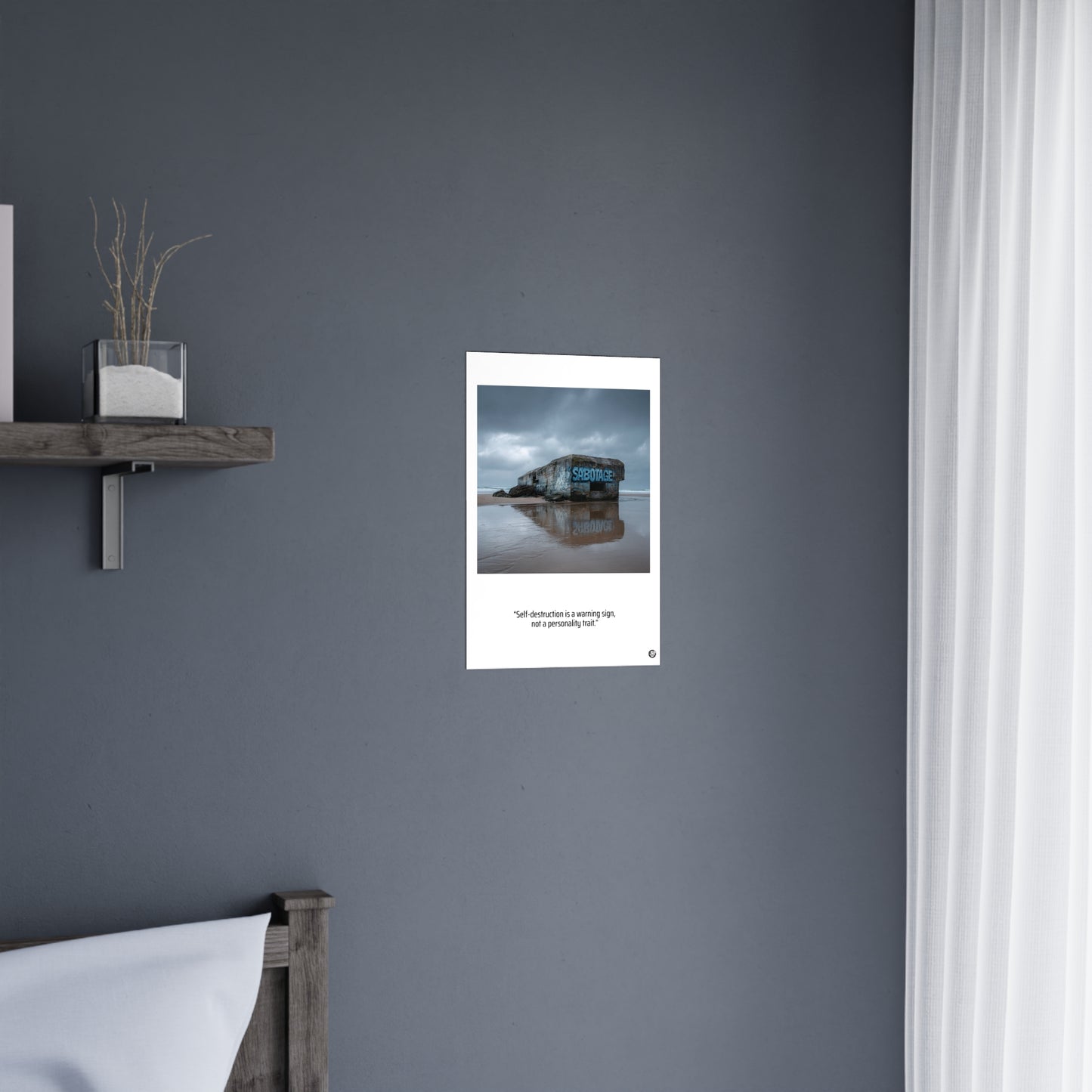 Matte Poster — 'Self-Destruction Is a Warning Sign' Coastal Bunker Photo Print