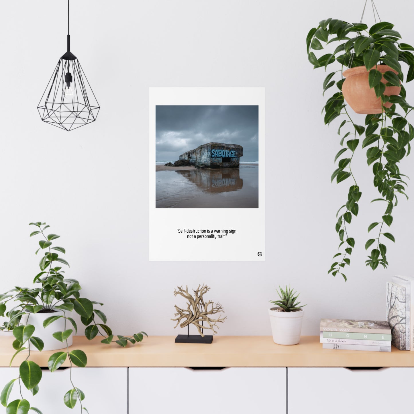 Matte Poster — 'Self-Destruction Is a Warning Sign' Coastal Bunker Photo Print
