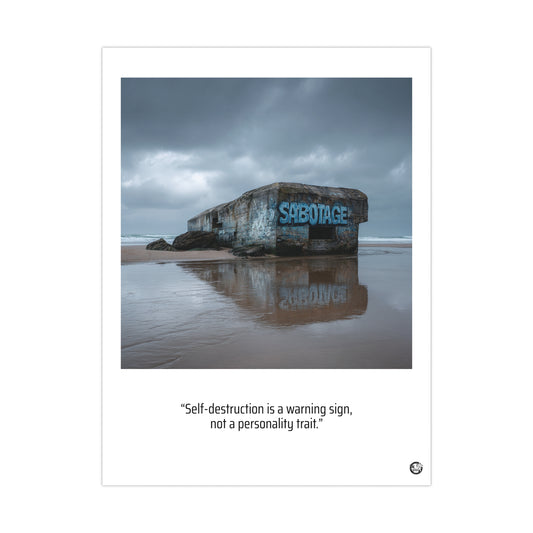 Matte Poster — 'Self-Destruction Is a Warning Sign' Coastal Bunker Photo Print