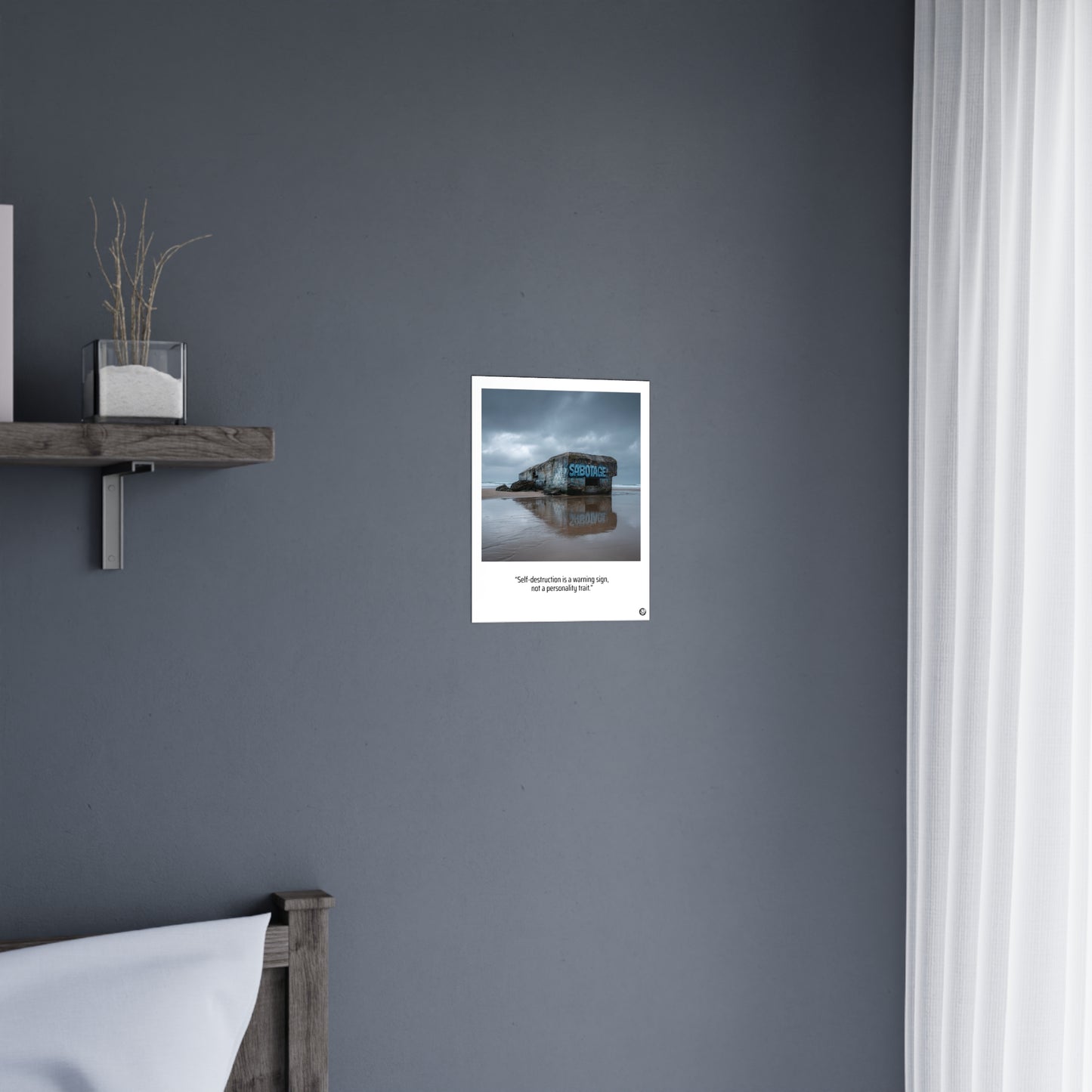 Matte Poster — 'Self-Destruction Is a Warning Sign' Coastal Bunker Photo Print